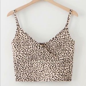 leopard print surplice cami top